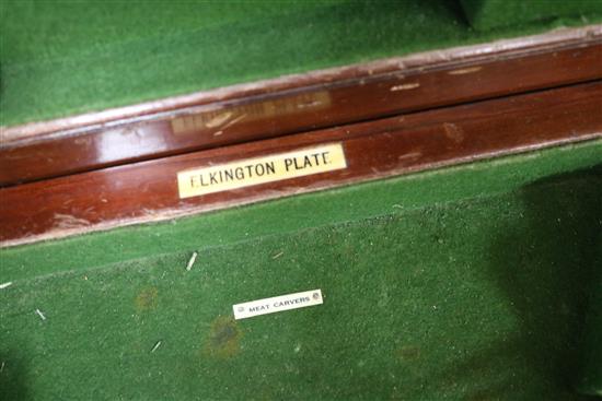 A service of Elkington & Co Dubarry pattern plated flatware in mahogany table canteen